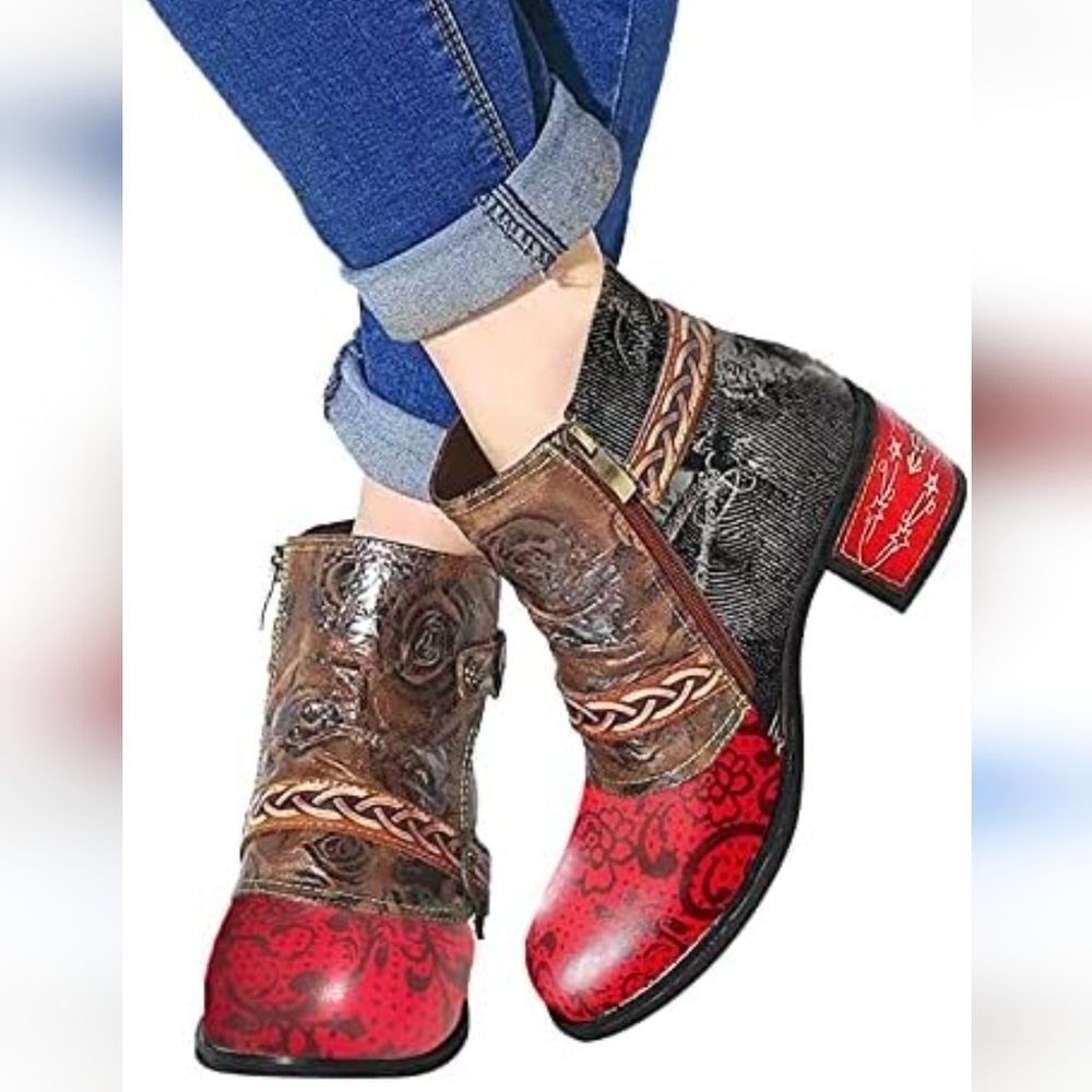 Stylish Faux Leather Ankle Boots Size 6.5 NWOT - Picture 9 of 9